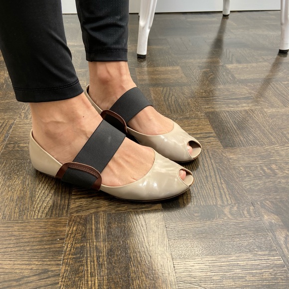 MARNI Patent Leather peep-toe Flats with strap - Picture 2 of 6